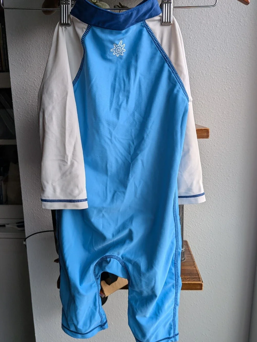 UV Skinz Hooded Swim Romper Sun Suit Blue 2T UPF 50+ Long Sleeve Full Zip